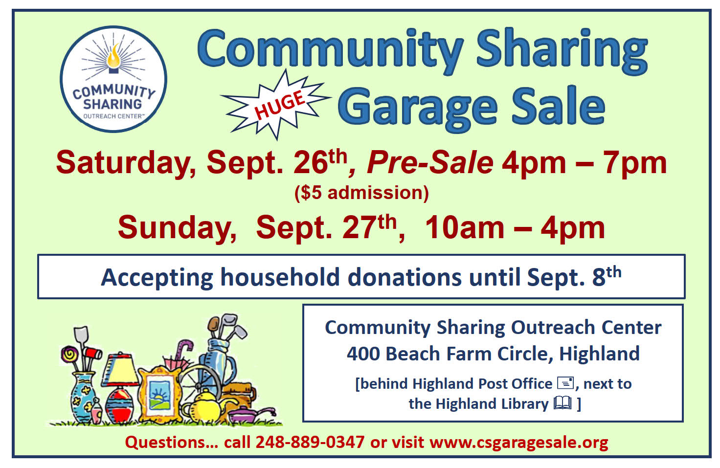 cs garage sale fall 2026 donation last day 1