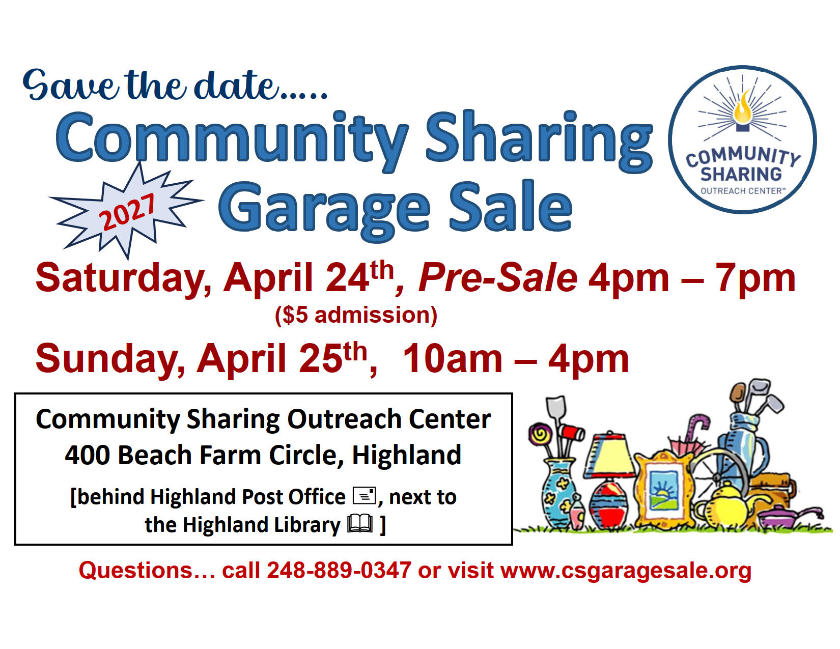 cs garage sale spring 2027 save the date 1